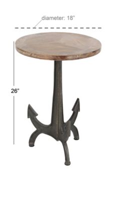 Image showing 5 th Harper & Willow Iron and Wood Coastal Accent Table, Black