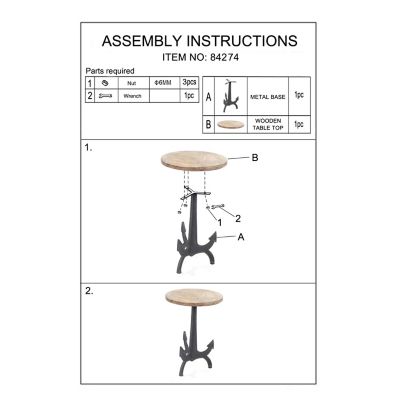 Image showing 6 th Harper & Willow Iron and Wood Coastal Accent Table, Black