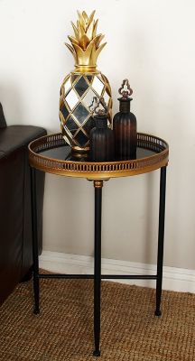 Harper & Willow Iron Traditional Accent Table, Black