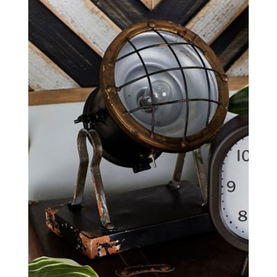 Harper & Willow Black Metal Spotlight Accent Lamp 9" x 9" x 10"