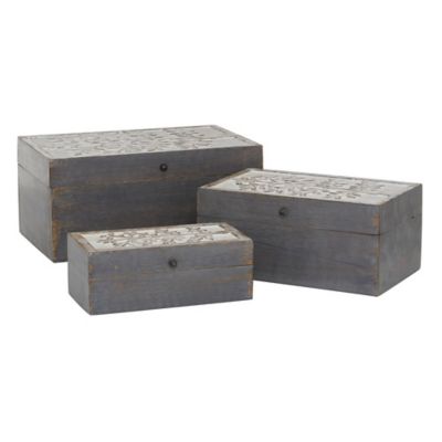 Image showing  Grey Mango Wood Country Cottage Box Set, Assorted, 3 pc.