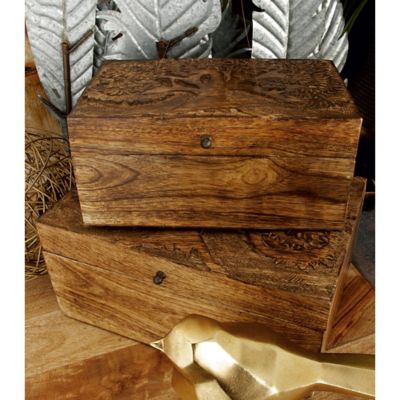 Harper & Willow Brown Mango Wood Rustic Boxes, Natural Brown, 8 in., 10 in., 12 in., 3 pc.