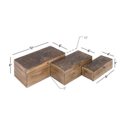 Image showing  Natural Brown Mango Wood Rustic Box Set, Assorted, 3 pc.