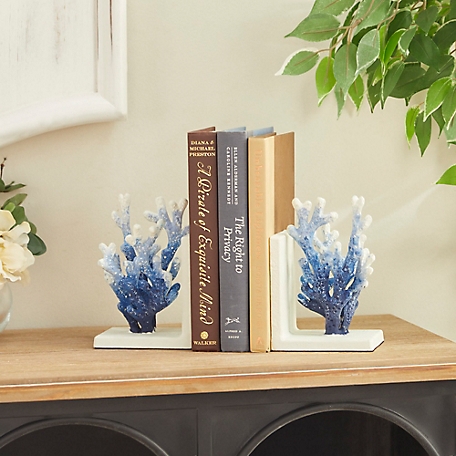 Harper & Willow Blue Metal Ombre Coral Bookends, 4 in. W x 7 in. H, 2-Pack