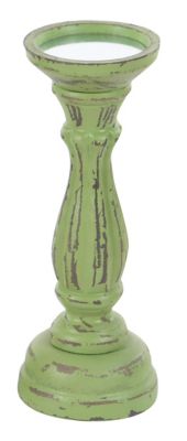 Image showing  Assorted Wood Traditional Candle Holders, Green, 3-Pack