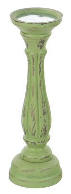 Image showing  Assorted Wood Traditional Candle Holders, Green, 3-Pack