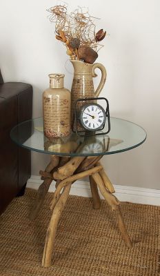 Harper & Willow Brown Rustic Wood Accent Table