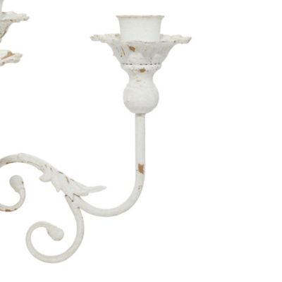 Image showing  19 in. Iron Vintage Candlestick Holder, White