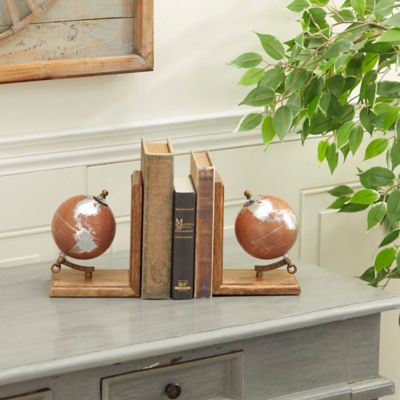 Harper & Willow Copper Wood Traditional Bookends, 7 in. x 6 in. x 4 in.