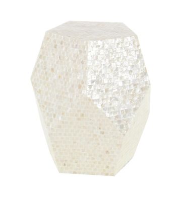 Image showing  Mussel Shells and Wood Contemporary Accent Table, Cream