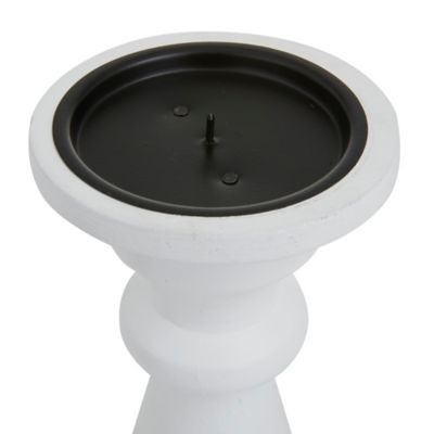 Image showing  White Mango Wood Turned Style Pillar Candle Holder Set of 3 10", 8", 6"H, 53567