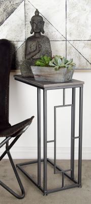 Harper & Willow Grey Iron and Wood Contemporary Accent Table, Gray Top, 26 in. x 19 in. x 10 in.