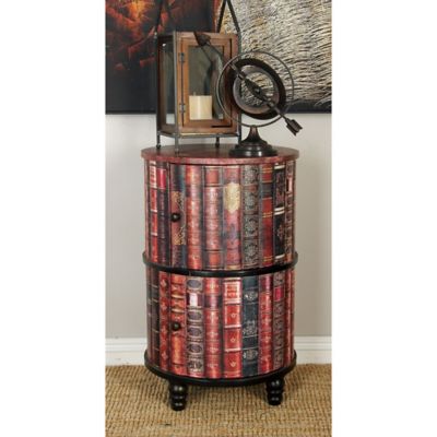 Harper & Willow 2-Drawer Traditional Wood Cabinet, 29 in. x 18 in. x 18 in., Maroon