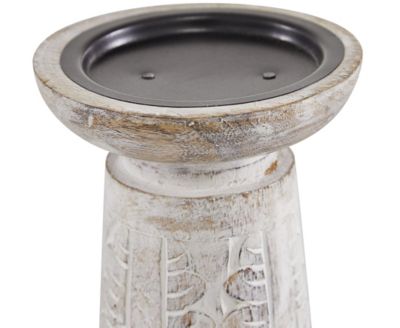 Image showing  White Mango Wood Natural Candle Holders, 6 in., 8 in., 9 in., 3 pc., 25787
