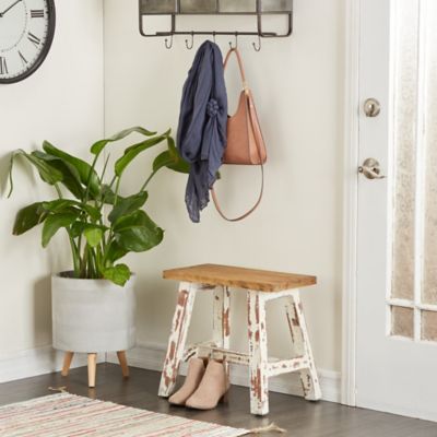 Harper & Willow Wood Bench with Brown Wood Top, 20 in. x 13 in. x 18 in., Brown