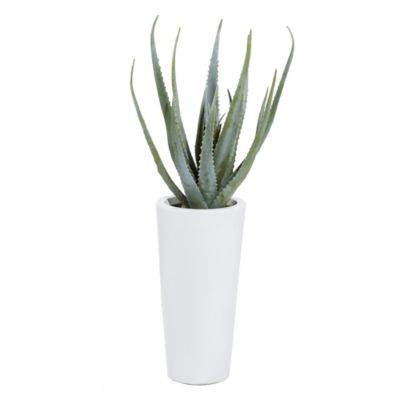 Image showing  34 in. Artificial Green Aloe Vera Plant in White Fiberglass Pot