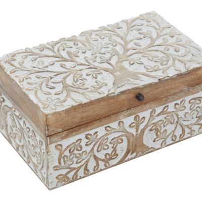 Image showing  Natural Rectangular Brown Wooden Botanical Decorative Box Set, Assorted, 3 pc.