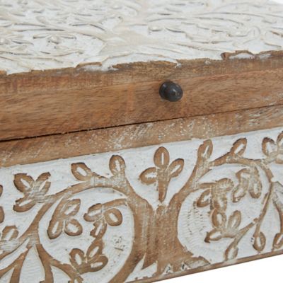 Image showing  Natural Rectangular Brown Wooden Botanical Decorative Box Set, Assorted, 3 pc.