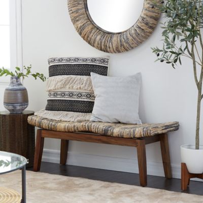 Harper & Willow Mahogany Contemporary Bench, 18 in. x 47 in. x 17 in., Brown