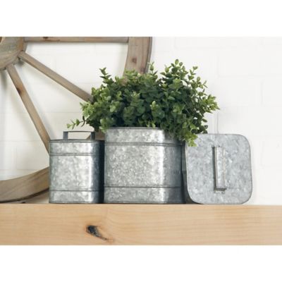 Harper & Willow Silver Metal Farmhouse Boxes, 8 in., 7 in., 2 pc.