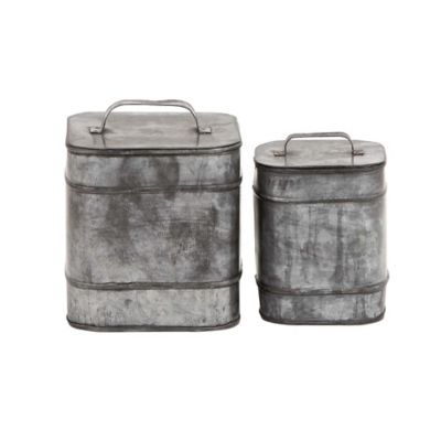 Image showing  Silver Metal Farmhouse Box Set, Assorted, 2 pc.
