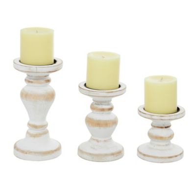 Tealight Candle Holder Whitewashed House Wooden Heart Design Glass Insert Home 