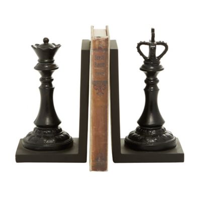 Image showing  Resin Traditional Chess Bookends, Black, 2-Pack