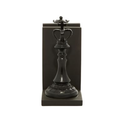 Image showing  Resin Traditional Chess Bookends, Black, 2-Pack