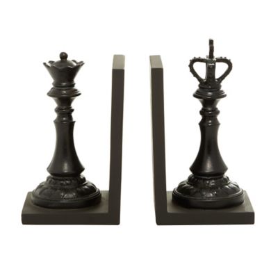 Image showing  Resin Traditional Chess Bookends, Black, 2-Pack