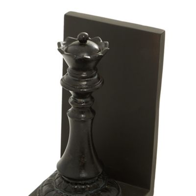 Image showing  Resin Traditional Chess Bookends, Black, 2-Pack