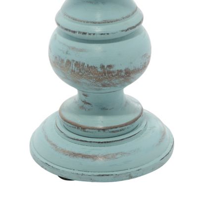 Image showing  Assorted Mango Wood Coastal Candle Holders, Light Blue, 3-Pack