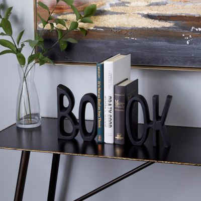 Harper & Willow Black Aluminum Industrial Bookends, 7 in. x 5 in. x 2 in.