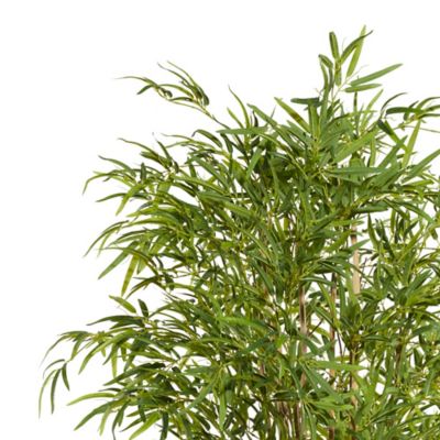 Image showing  80 in. Artificial Green Bamboo Tree in White Fiberglass Pot