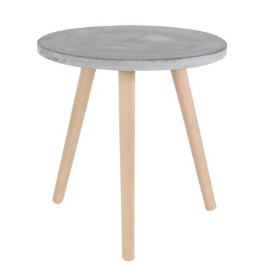 Image showing  Grey Fiber Clay and Beech Wood Contemporary Accent Table, 18 in. x 17 in. x 17 in.