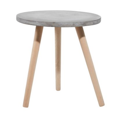 Image showing  Grey Fiber Clay and Beech Wood Contemporary Accent Table, 18 in. x 17 in. x 17 in.