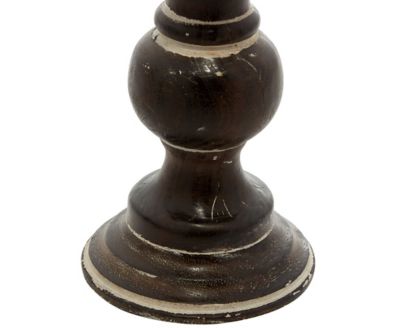 Image showing  Brown Mango Wood Country Cottage Candle Holders, Dark Brown, 6 in., 8 in., 10 in., 3 pc., 31876