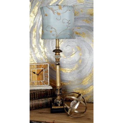 Harper & Willow Gold Metal Buffet Lamp with Drum Shade Set of 2 33