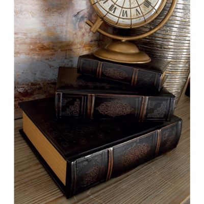 Harper & Willow Dark Brown Wood Traditional Box Set, Assorted, 3 pc.