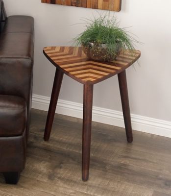 Harper & Willow Dark Brown Mango Wood Modern Accent Table, 22 in. x 20 in. x 21 in.