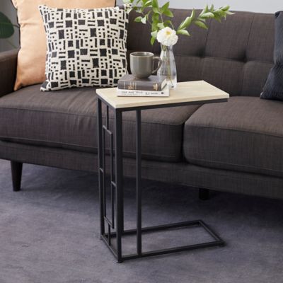 Harper & Willow Iron and Wood Contemporary Accent Table, Black