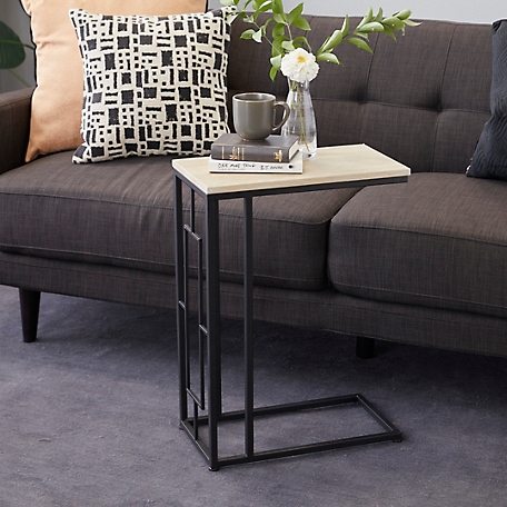 Harper & Willow Black Iron and Wood Contemporary Accent Table