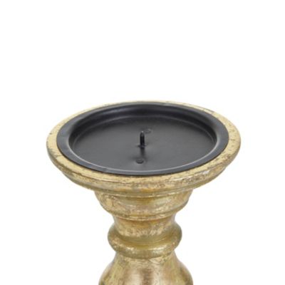 Image showing  Gold Wood Traditional Candle Holders, 10 in., 8 in., 6 in., 3 pc., 53565