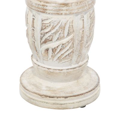 Image showing  Assorted Mango Wood Country Cottage Candle Holders, White/Light Brown, 3-Pack