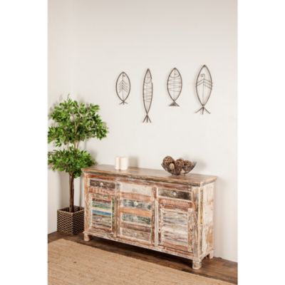 Harper & Willow 6-Drawer Rustic Recycled Wood Cabinet, 16 in., Dark Brown