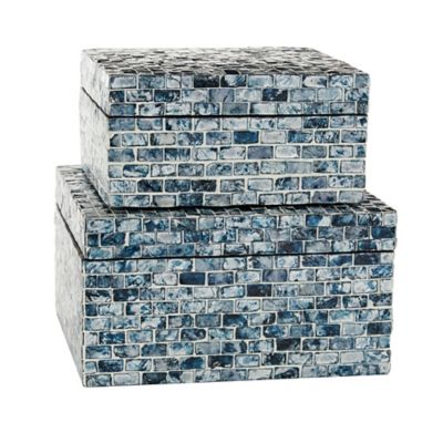 Image showing  Blue Mother of Pearl Coastal Boxes, Assorted, 2 pc.