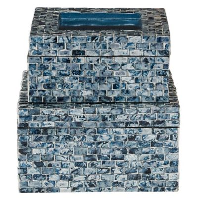 Image showing  Blue Mother of Pearl Coastal Boxes, Assorted, 2 pc.