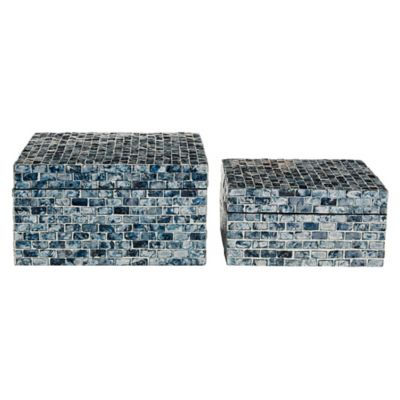 Image showing  Blue Mother of Pearl Coastal Boxes, Assorted, 2 pc.