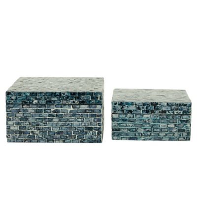Image showing  Blue Mother of Pearl Coastal Boxes, Assorted, 2 pc.