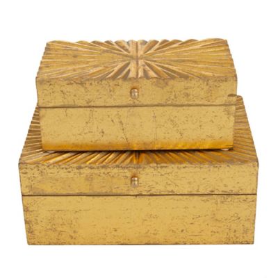 Image showing  Gold Wood Contemporary Boxes, 10 in., 8 in.