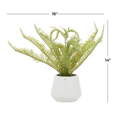 Image showing 5 th Harper & Willow 18 in. Artificial Green Fern Plant in White Ceramic Pot